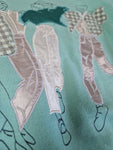 Vintage Passport Sweater 80s Dancing People Türkis (Damen) XL