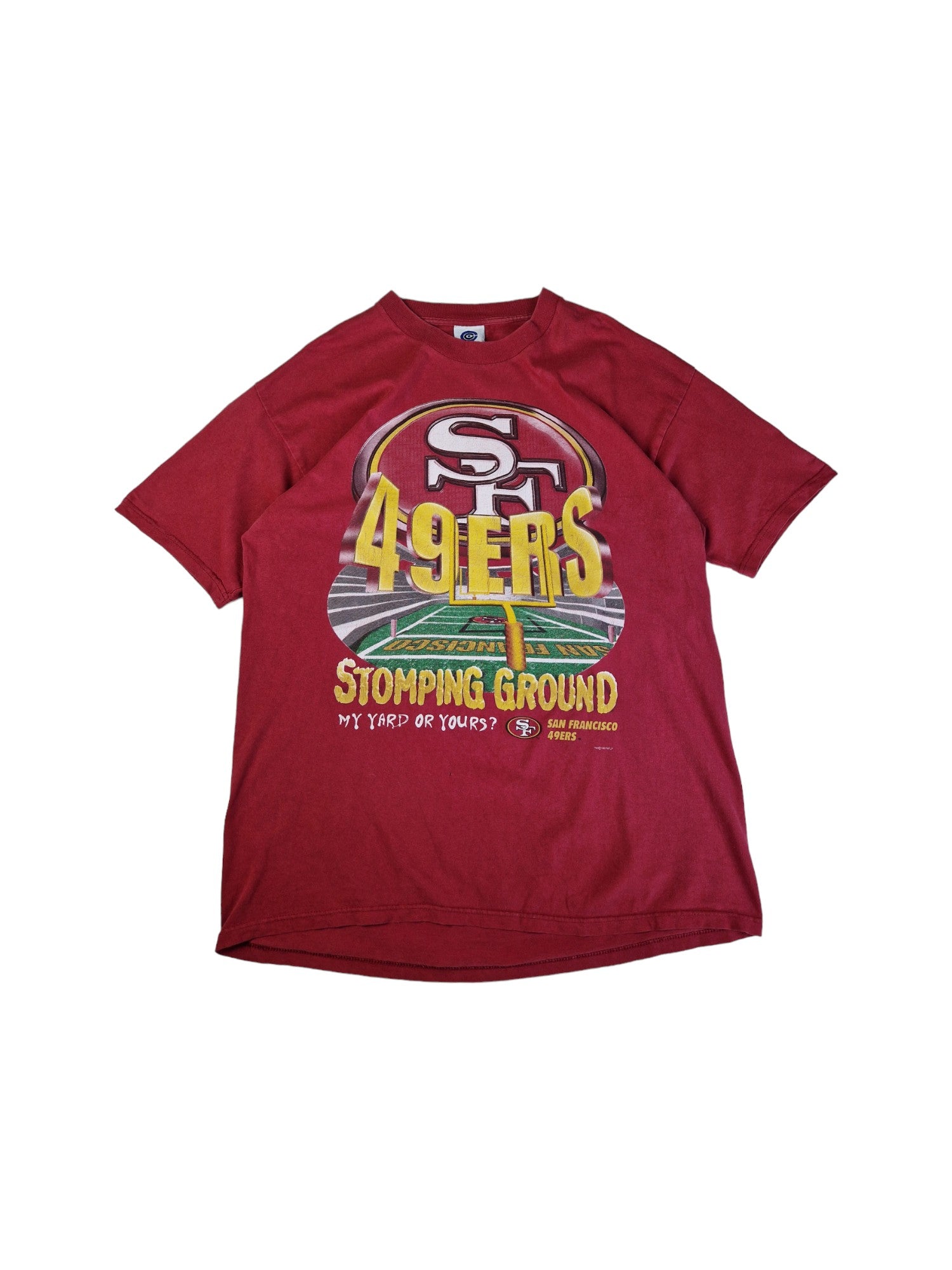 Vintage College Concepts Shirt 49ers San Francisco "Stomping Ground" 1997 NFL Rot L-XL - RareRags