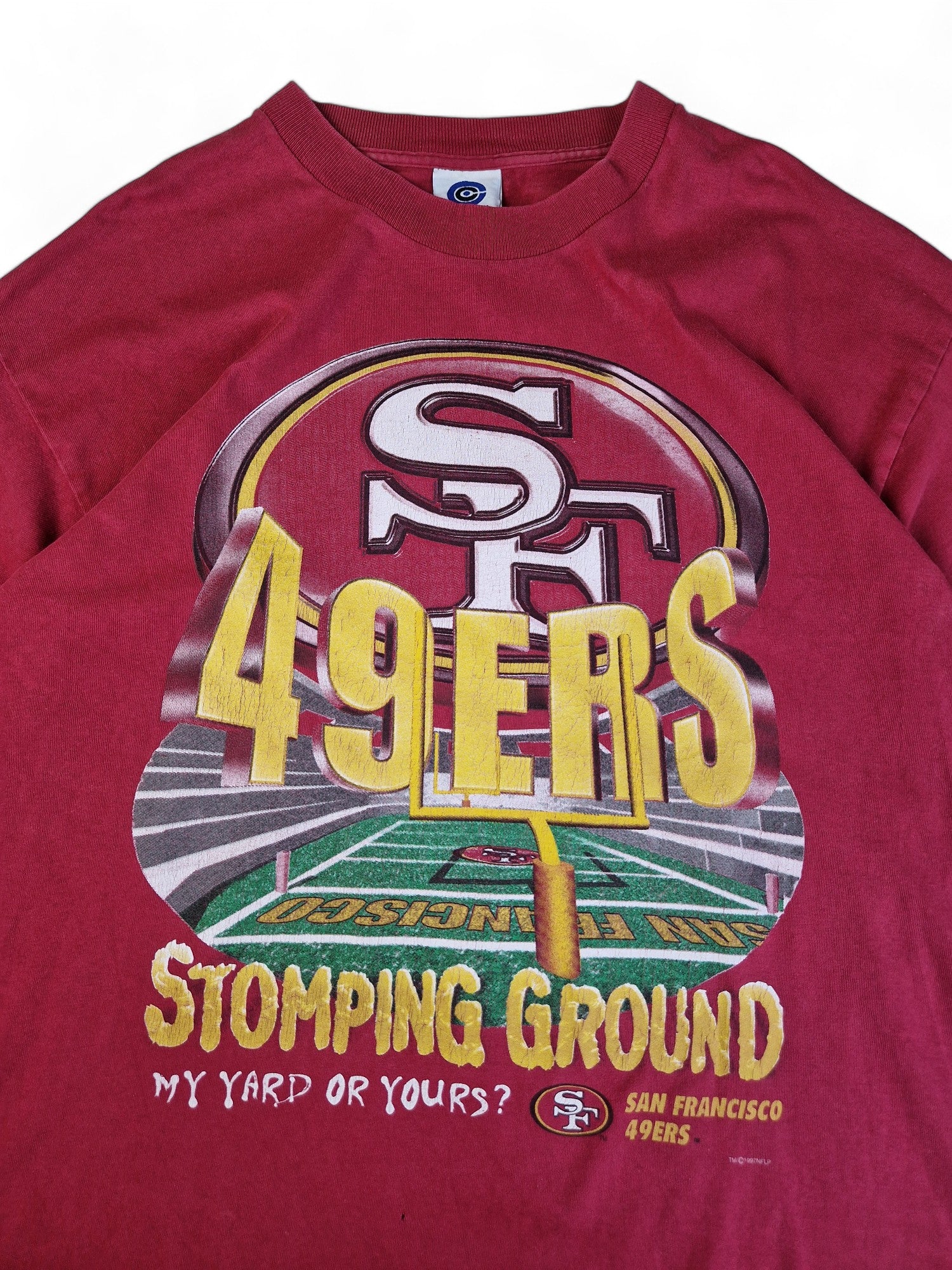 Vintage College Concepts Shirt 49ers San Francisco "Stomping Ground" 1997 NFL Rot L-XL - RareRags