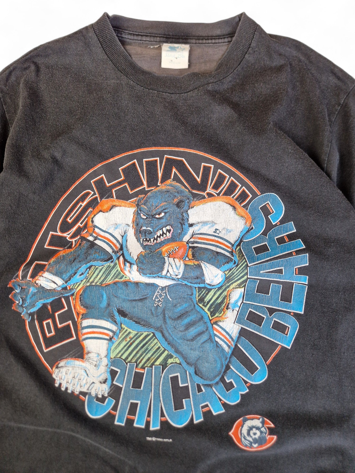 Vintage Starter Shirt Bootleg / Nicht Authentisch Chicago Bears 1993 NFL Schwarz / Grau M - RareRags