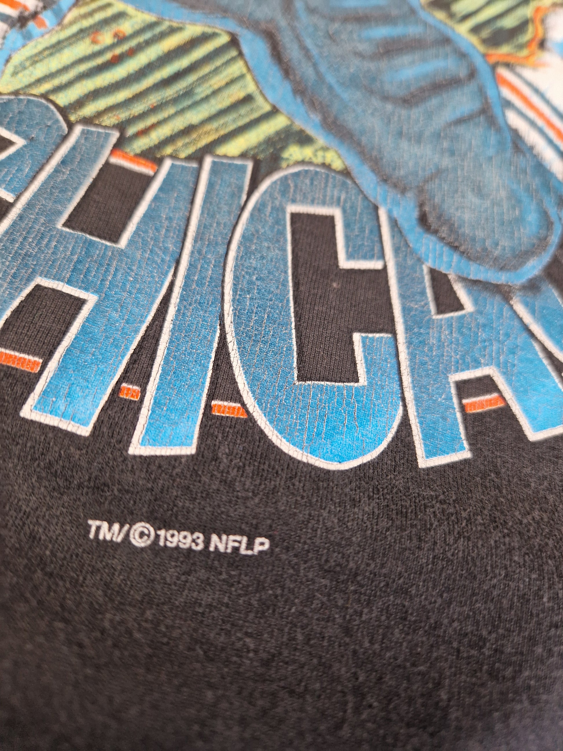 Vintage Starter Shirt Bootleg / Nicht Authentisch Chicago Bears 1993 NFL Schwarz / Grau M - RareRags