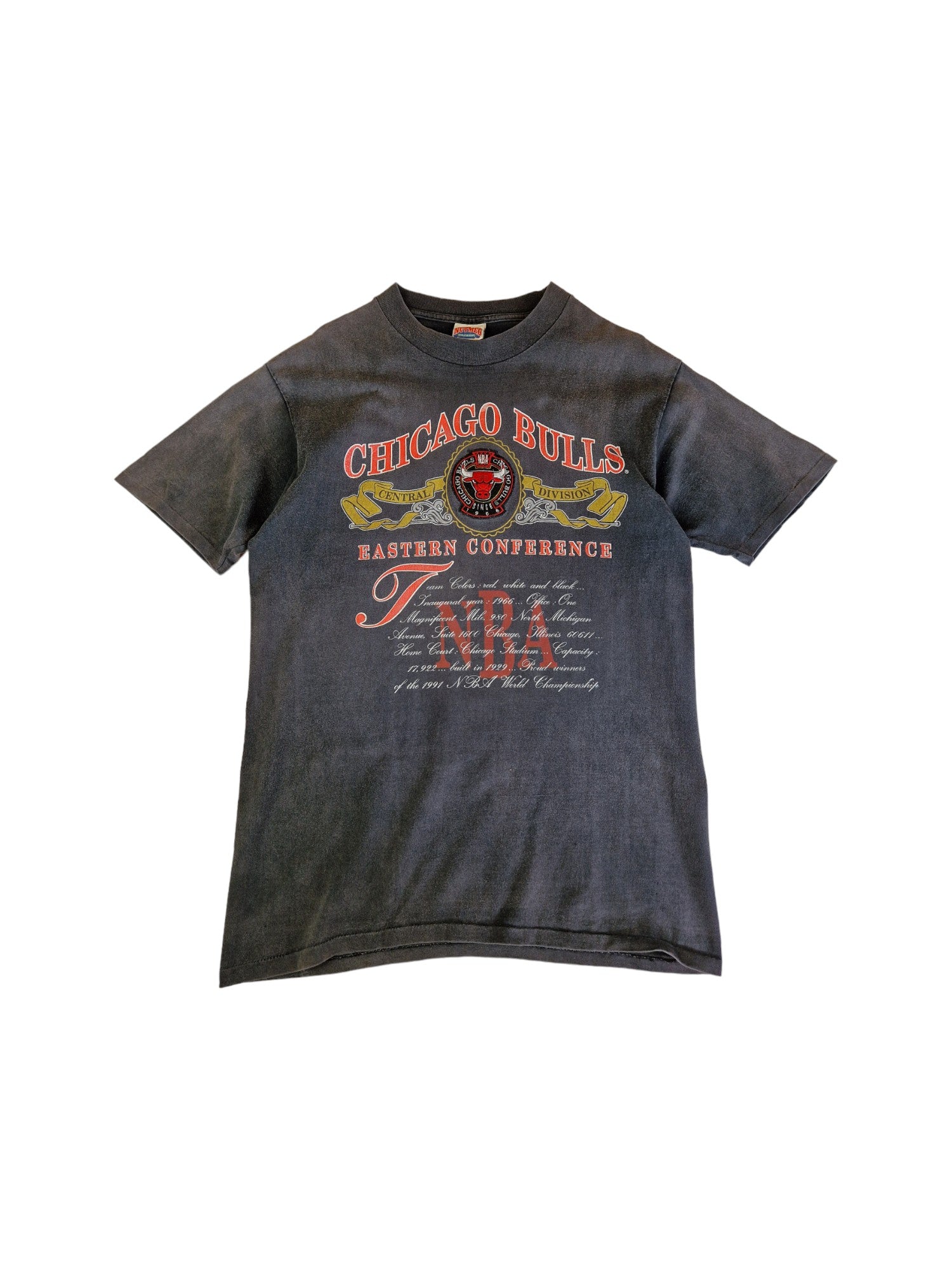 Vintage Nutmeg Shirt Chicago Bulls Eastern Conference Single Stitch Made In USA Ausgewaschenes Grau XL - RareRags