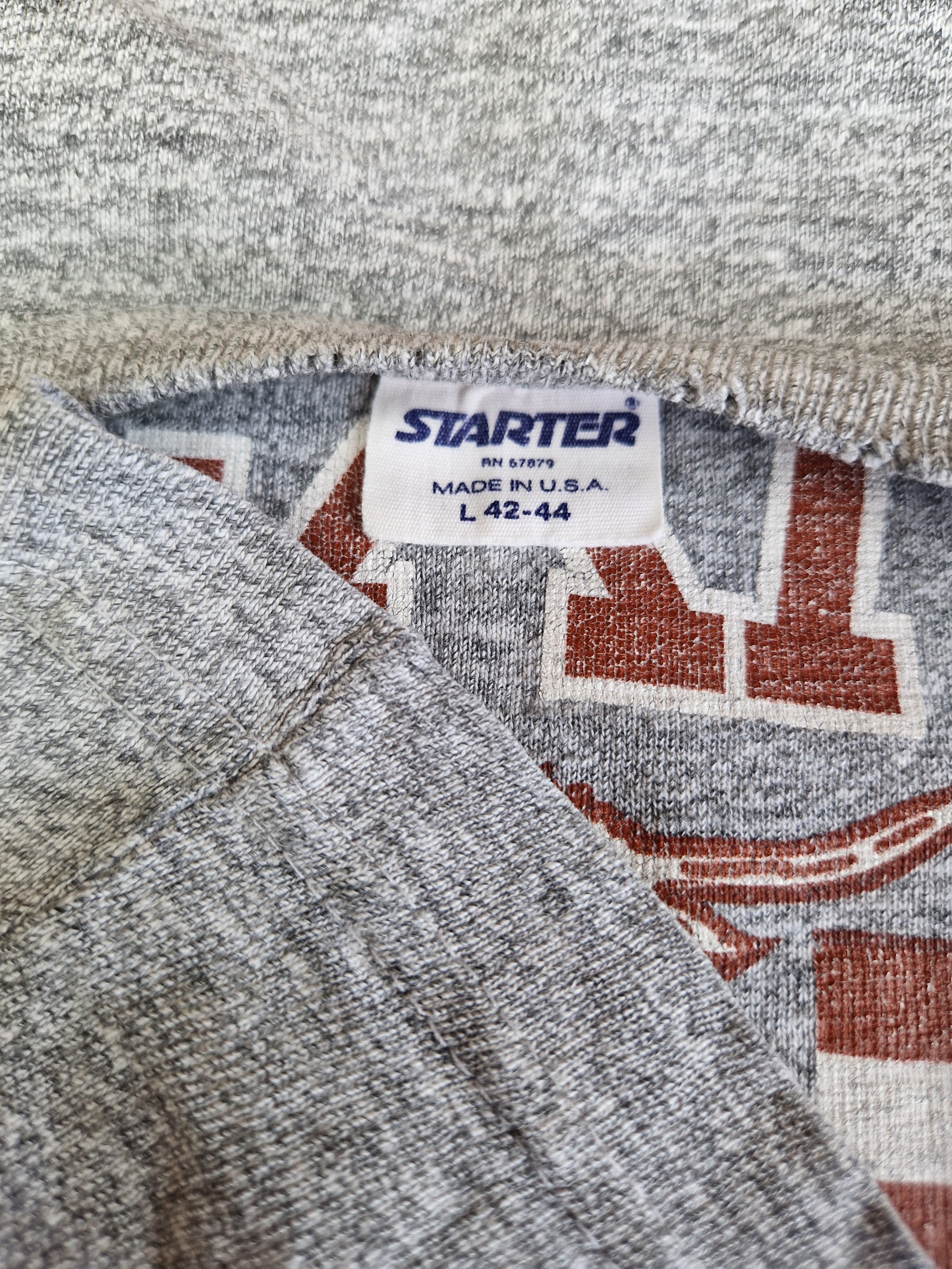 Vintage Starter Shirt Texas Longhorns 80s Single Stitch Made In USA Grau L - RareRags