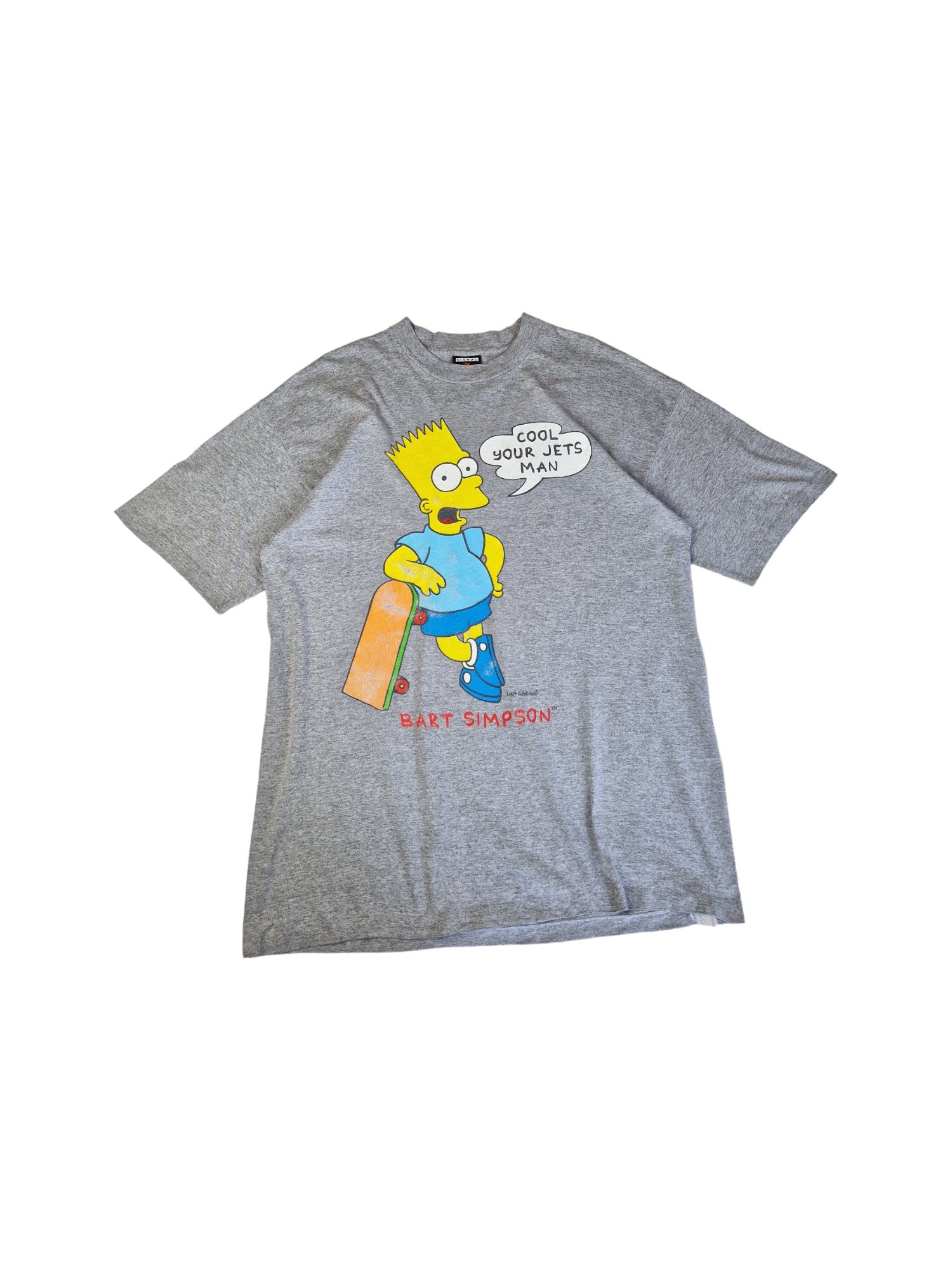 Vintage Signal Sports Shirt Bart Simpson Skating Single Stitch Made In USA Heather Grau XL - RareRags