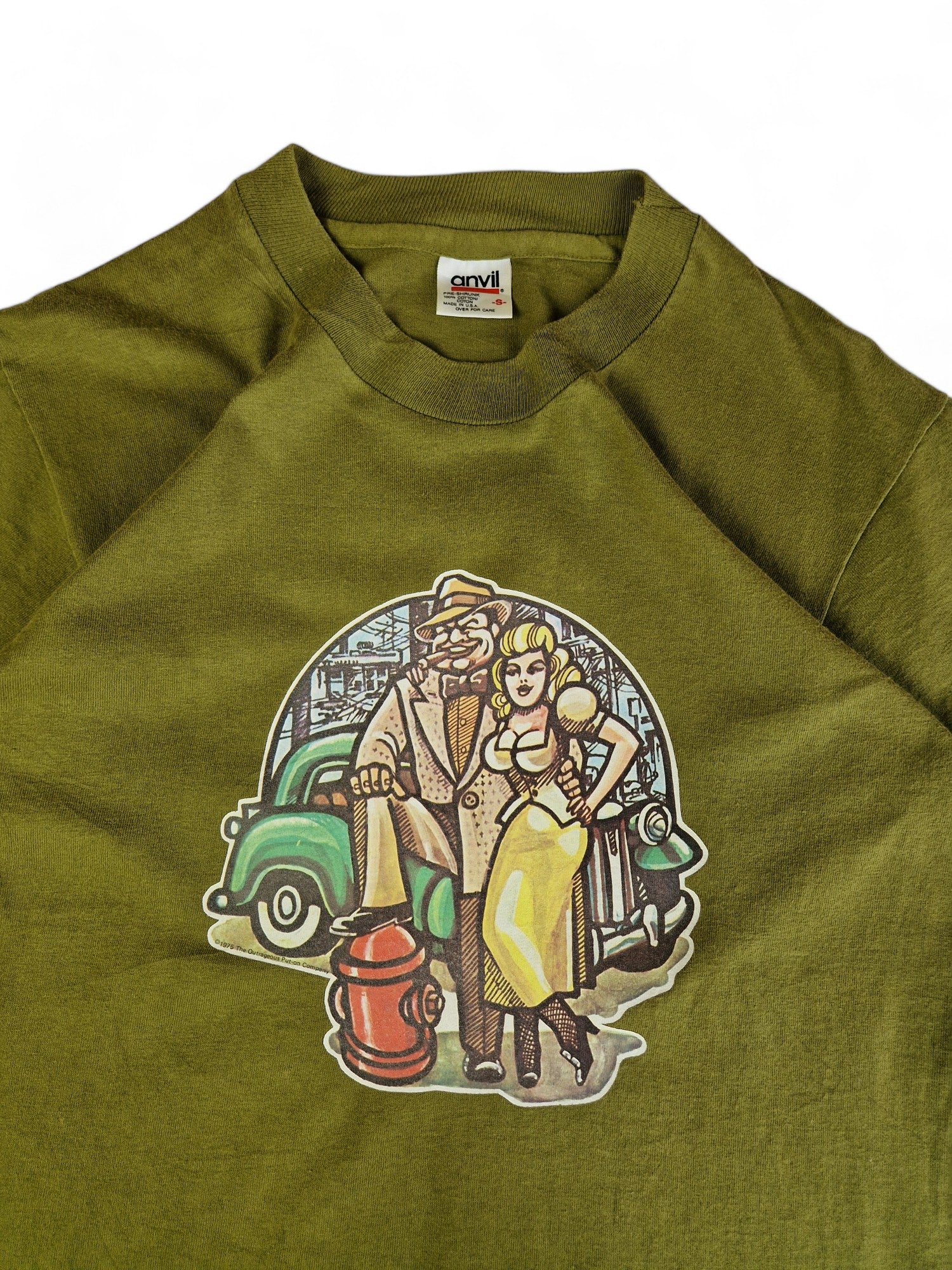 Vintage Anvil Shirt Al Capone Comic Single Stitch Made In USA Khaki S - RareRags