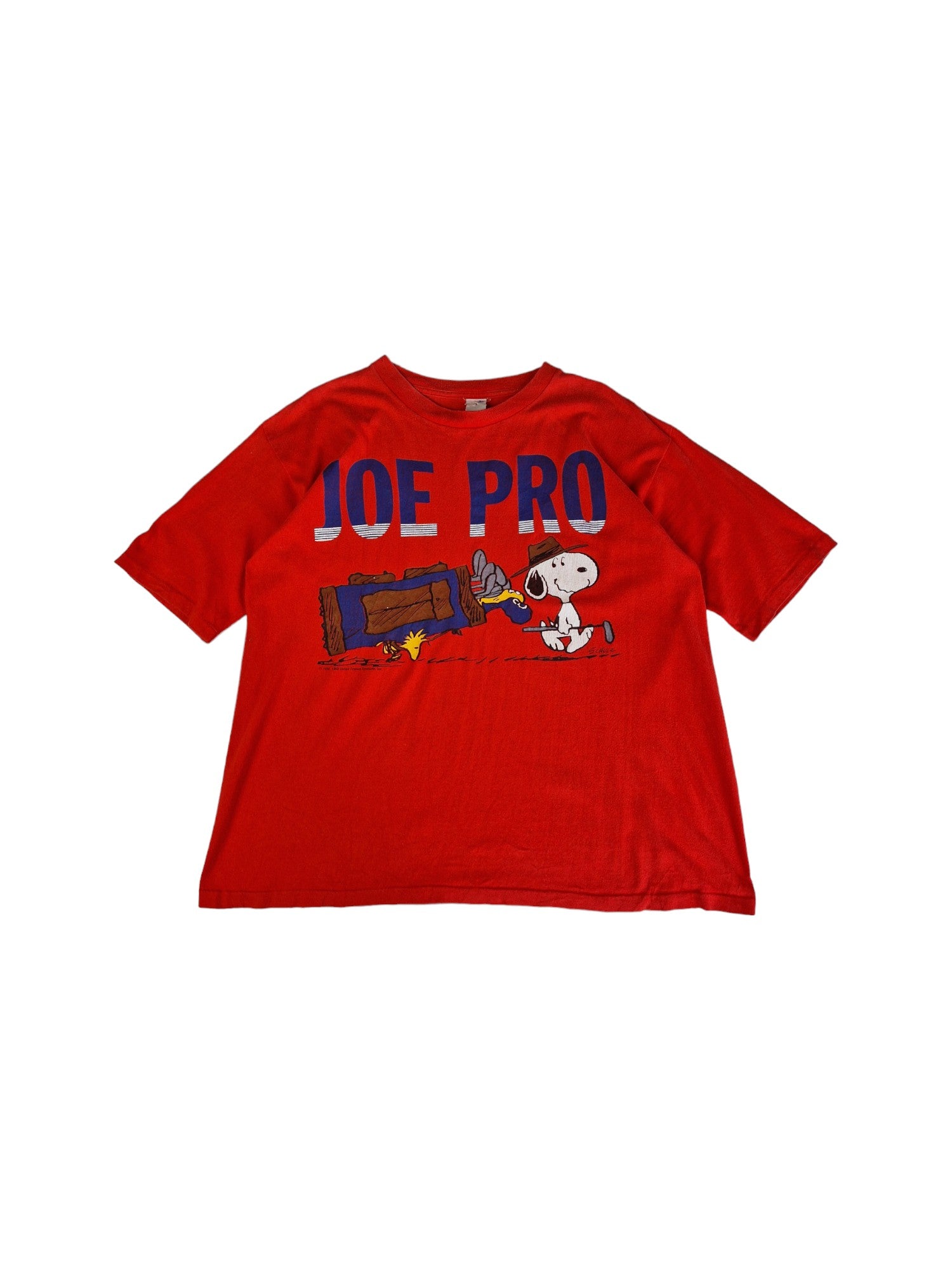 Vintage Snoopy Shirt 80s "Joe Pro" Golf Single Stitch Rot L-XL - RareRags