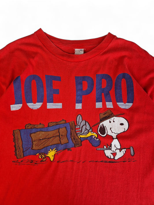 Vintage Snoopy Shirt 80s "Joe Pro" Golf Single Stitch Rot L-XL