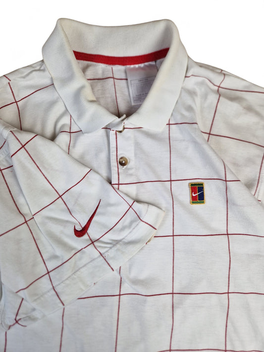 Rare! Vintage Nike Poloshirt Pete Sampras 1995 Wimbledon Challenge Court Tennis Weiß Rot M