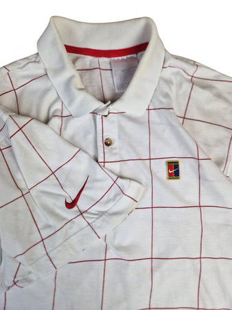 Rare! Vintage Nike Poloshirt Pete Sampras 1995 Wimbledon Challenge Court Tennis Weiß Rot M
