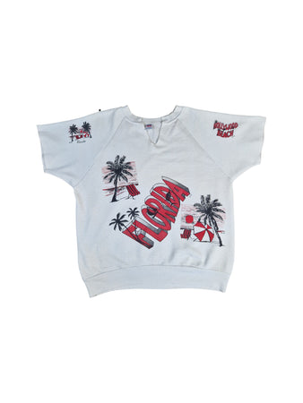 Vintage Set aus Oberteil Und Shorts 80s "Hollywood Beach" Made In USA Weiß XL