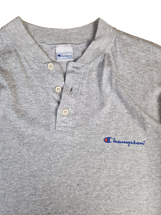 Vintage Champion Shirt Button Up Made In Italy Heather Grau XL