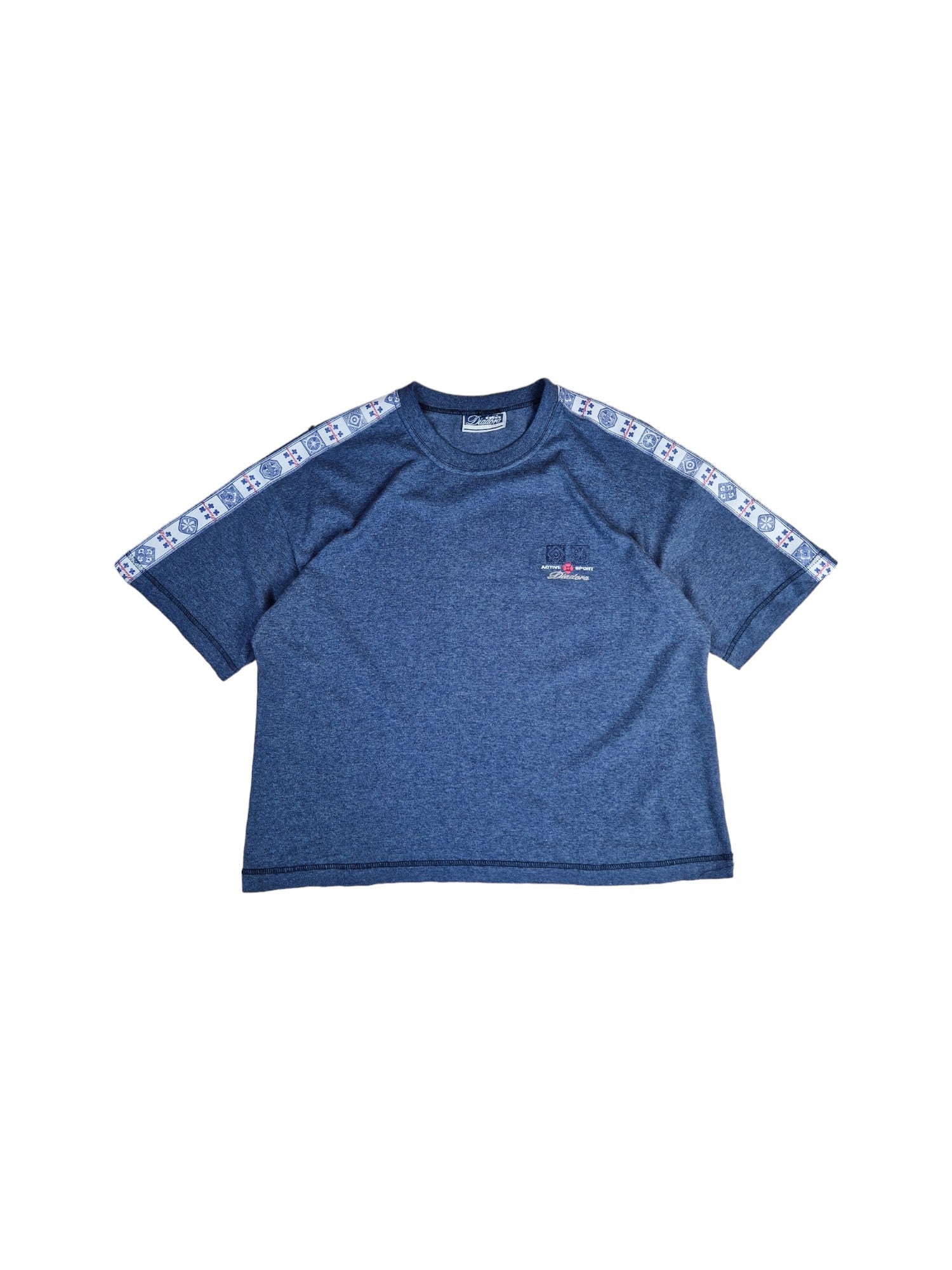 Vintage Diadora Women Shirt 80s Logo Streifen Blau S - RareRags
