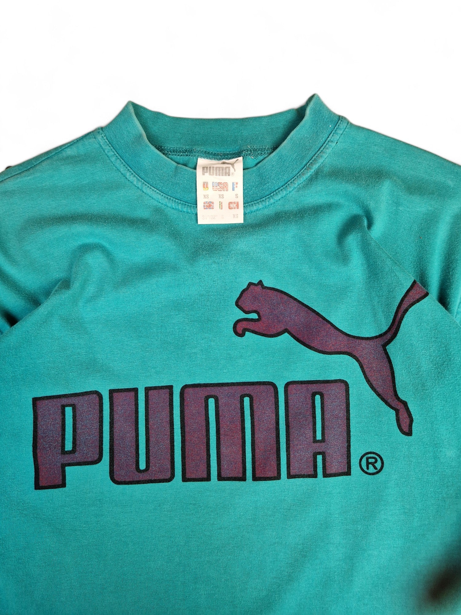 Vintage Puma Shirt Logo Basic Türkis/Grün XS - RareRags