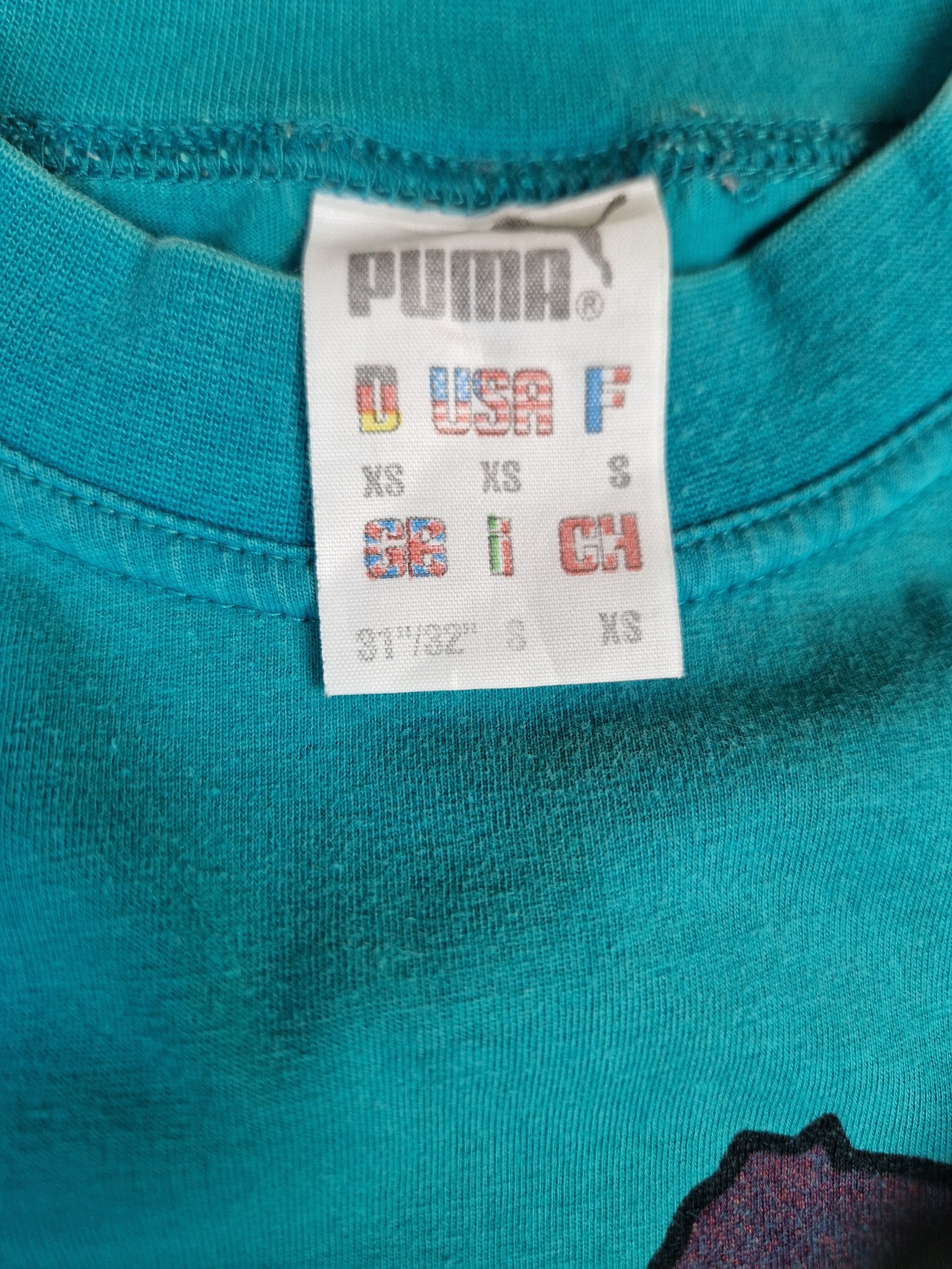 Vintage Puma Shirt Logo Basic Türkis/Grün XS - RareRags