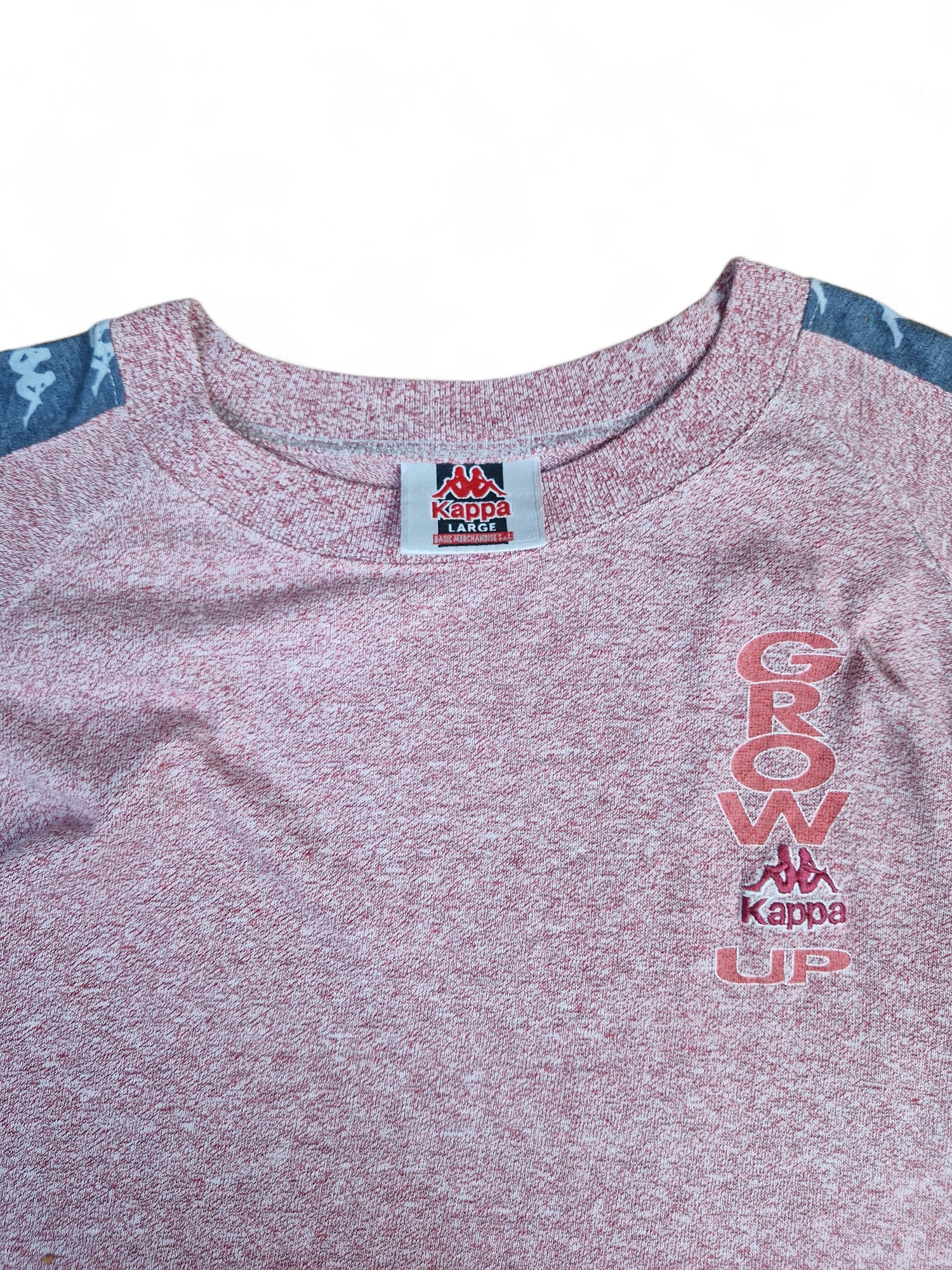 Vintage Kappa Shirt 80s Logostreifen "Grow Up" Made In Italy Rot Weiß L - RareRags