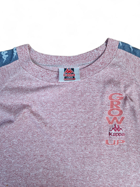 Vintage Kappa Shirt 80s Logostreifen "Grow Up" Made In Italy Rot Weiß L