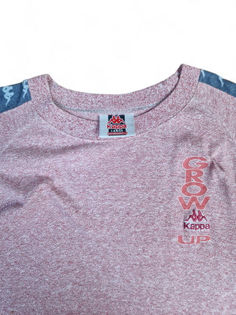 Vintage Kappa Shirt 80s Logostreifen "Grow Up" Made In Italy Rot Weiß L