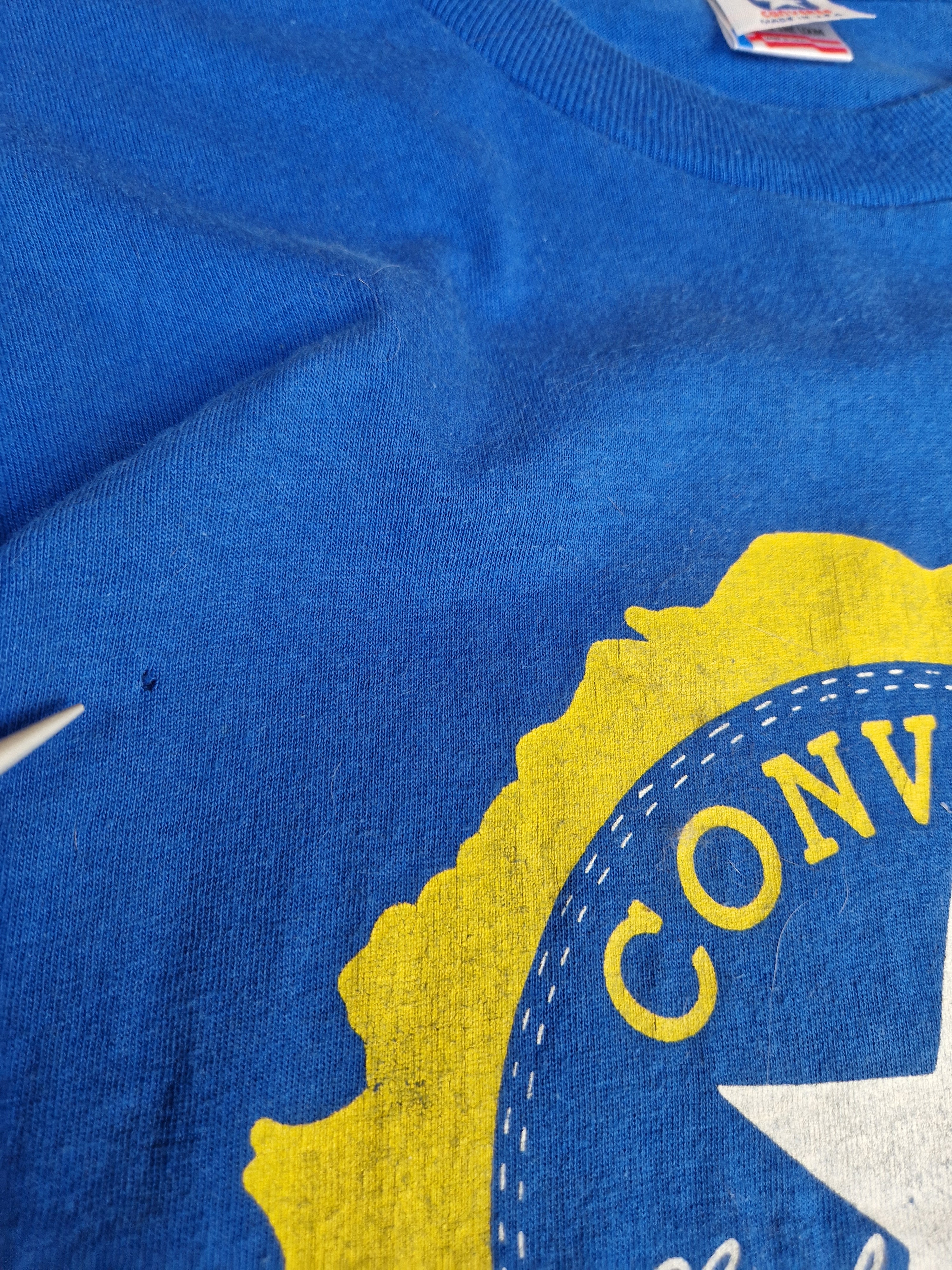 Vintage Converse Shirt 90s Fruit Of The Loom Single Stitch Made In USA Blau L - RareRags