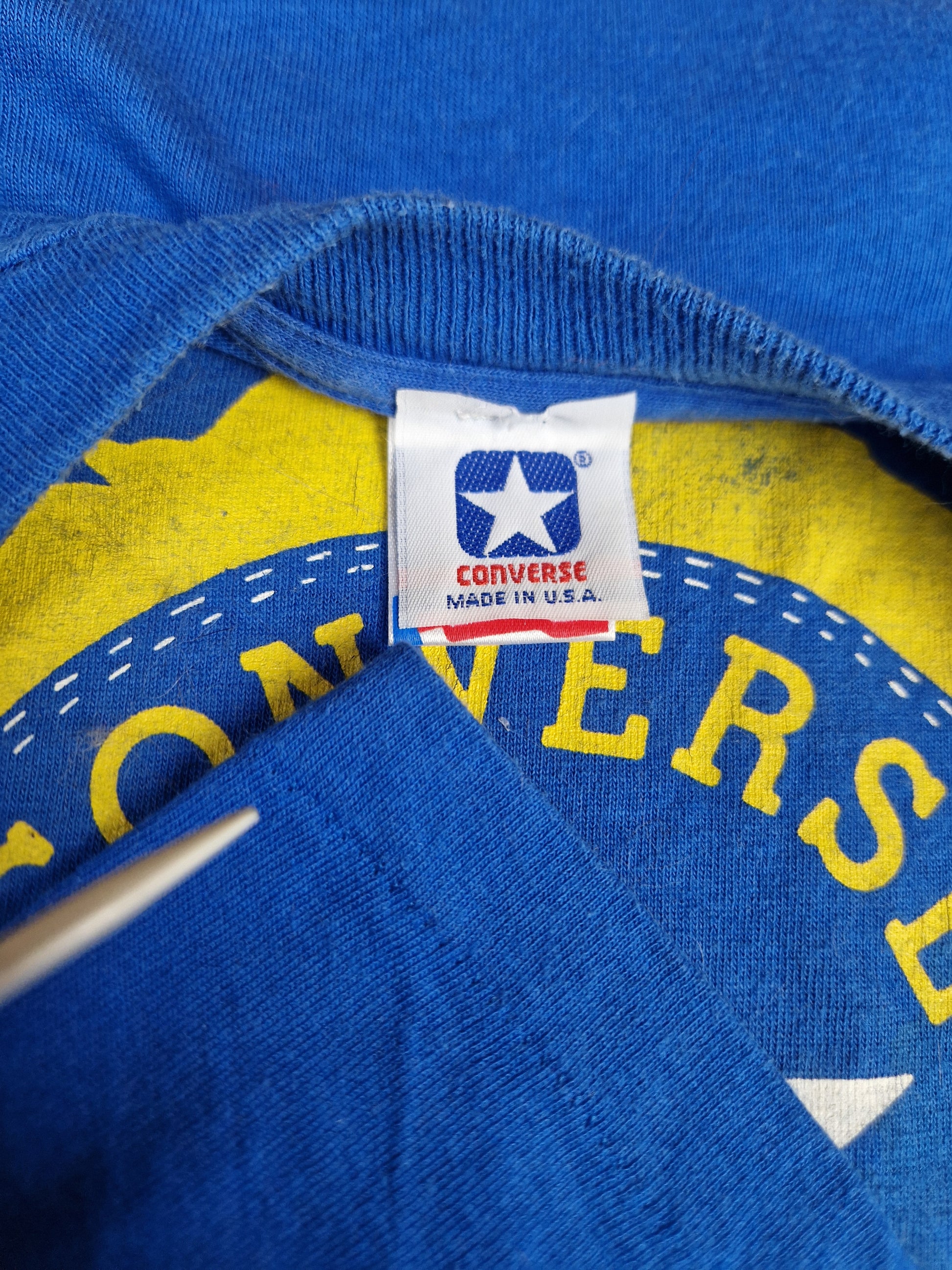 Vintage Converse Shirt 90s Fruit Of The Loom Single Stitch Made In USA Blau L - RareRags
