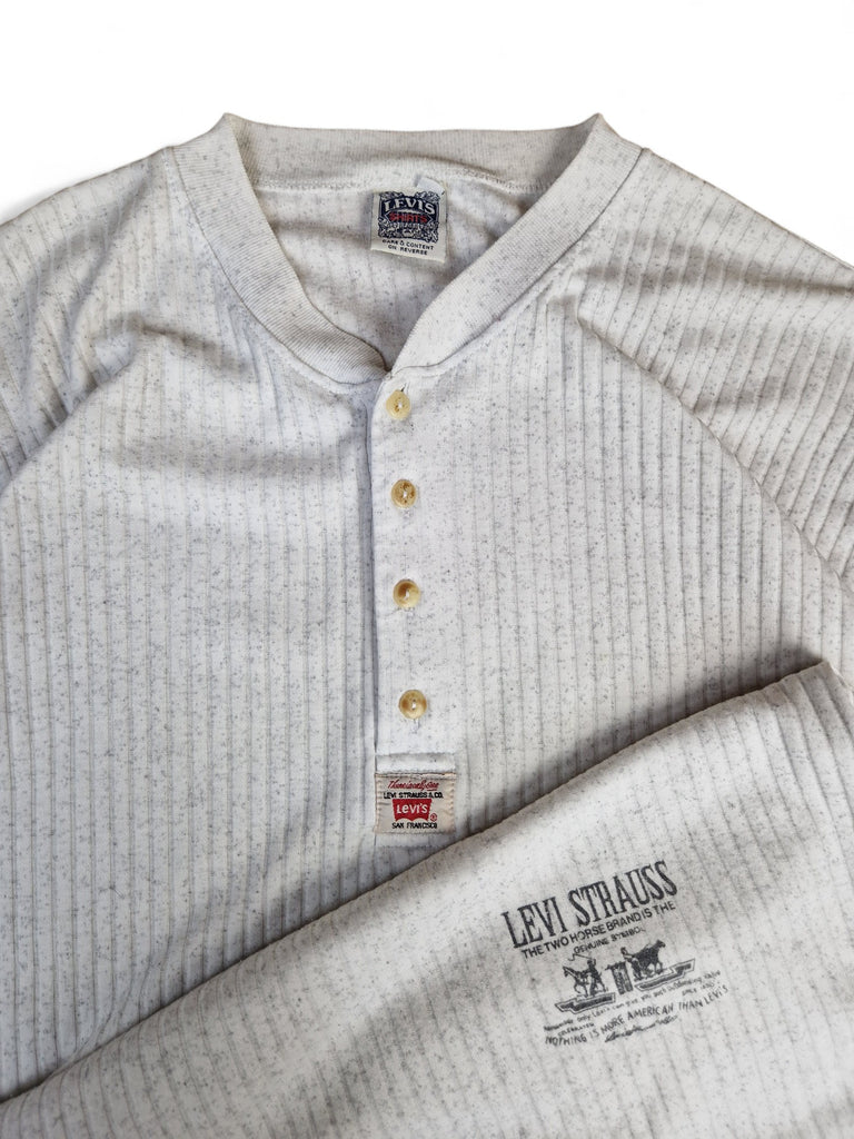 Vintage Levis Shirt Serafino Rippenstruktur Kurze Knopfleiste Mittelgr RareRags