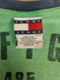 Vintage Tommy Hilfiger Shirt Rundhals Made In USA Dunkelblau Grün L