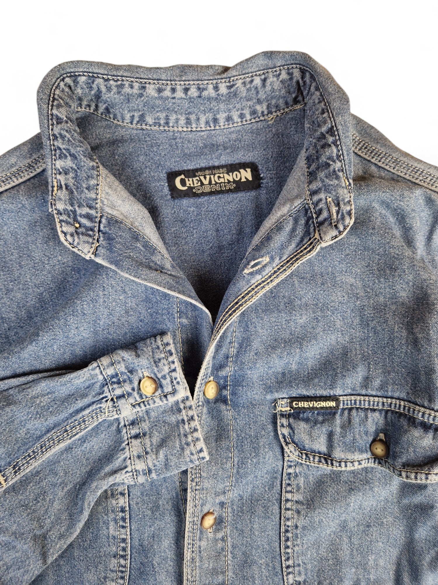 Vintage Chevignon Jeanshemd Basic Blau M