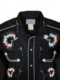 Vintage H-Bar Westernhemd 80s California Ranchwear Made In USA Schwarz (15) M-L