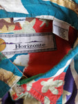 Vintage Horizonte Hemd Kurzarm Abstract Pattern USA Stars And Stripes Grün Blau Rot M