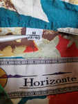 Vintage Horizonte Hemd Kurzarm Abstract Pattern USA Stars And Stripes Grün Blau Rot M