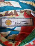 Vintage Horizonte Hemd Kurzarm Abstract Pattern USA Stars And Stripes Grün Blau Rot M