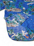 Vintage Hawaiihemd 80s Kurzarm Beach Motive Blau S-M