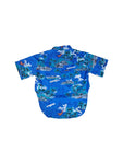 Vintage Hawaiihemd 80s Kurzarm Beach Motive Blau S-M