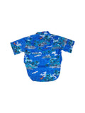 Vintage Hawaiihemd 80s Kurzarm Beach Motive Blau S-M