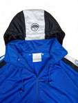 Vintage Adidas Sportjacke Kurzärmlig 90s Shooting Mit Kapuze Blau Weiß (D8) L