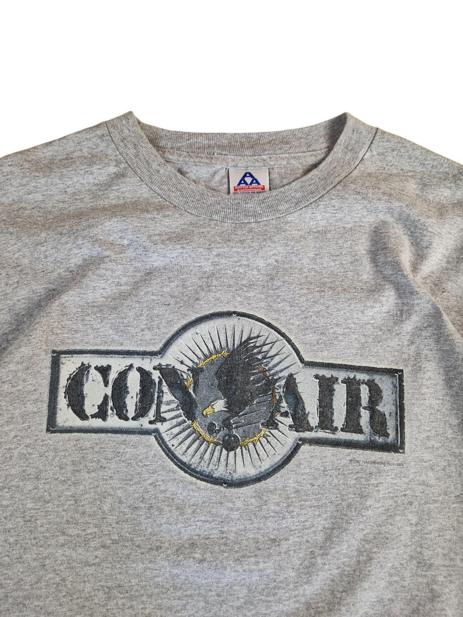 Vintage Allstyle Apparel & Activewear Shirt Movie Promo Con Air 1997 Single Stitched Sleeve Grau XL - RareRags