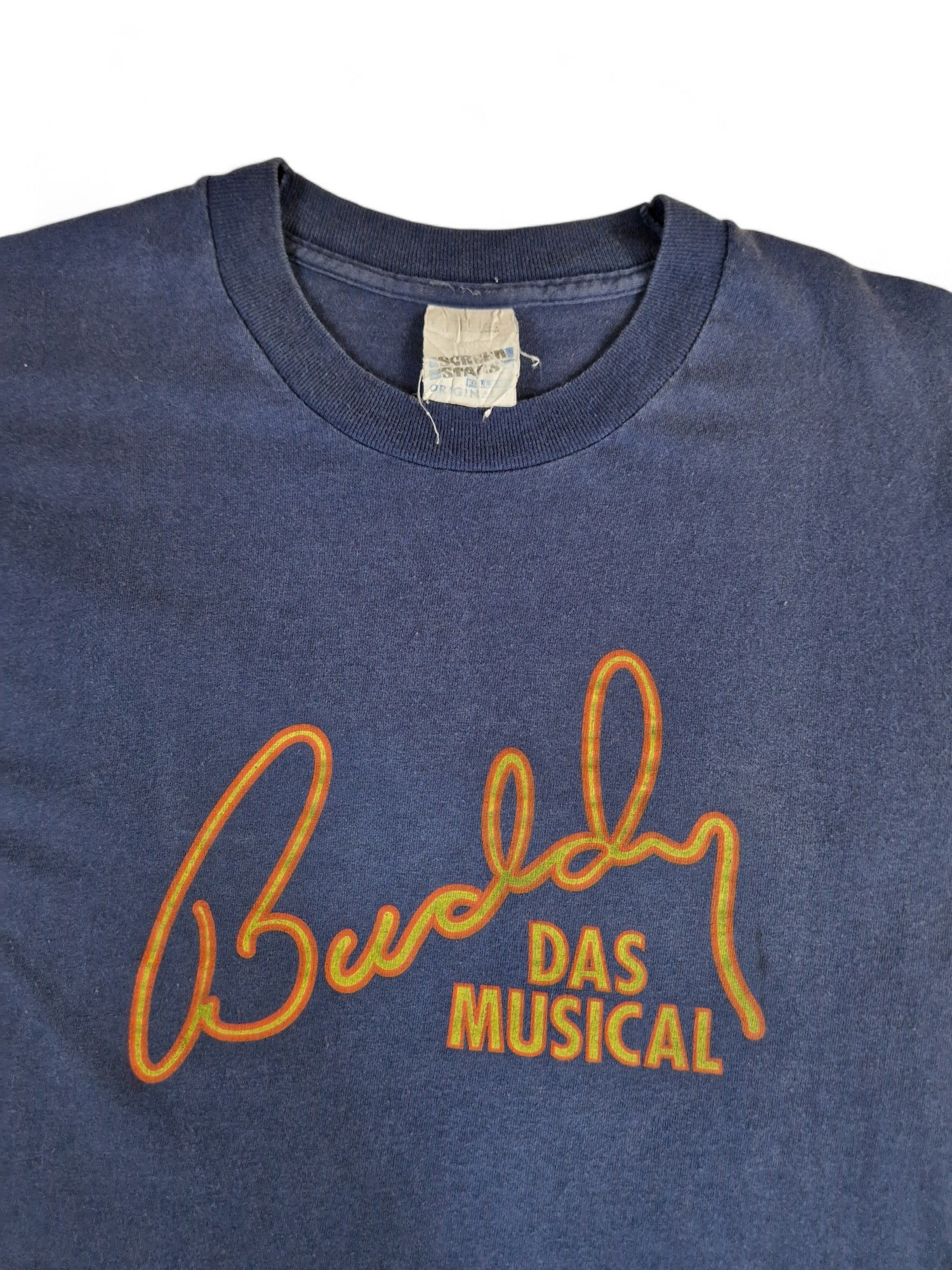 Vintage Screen Stars Shirt 1993 Musical "Buddy" Single Stitch Dunkelblau S - RareRags