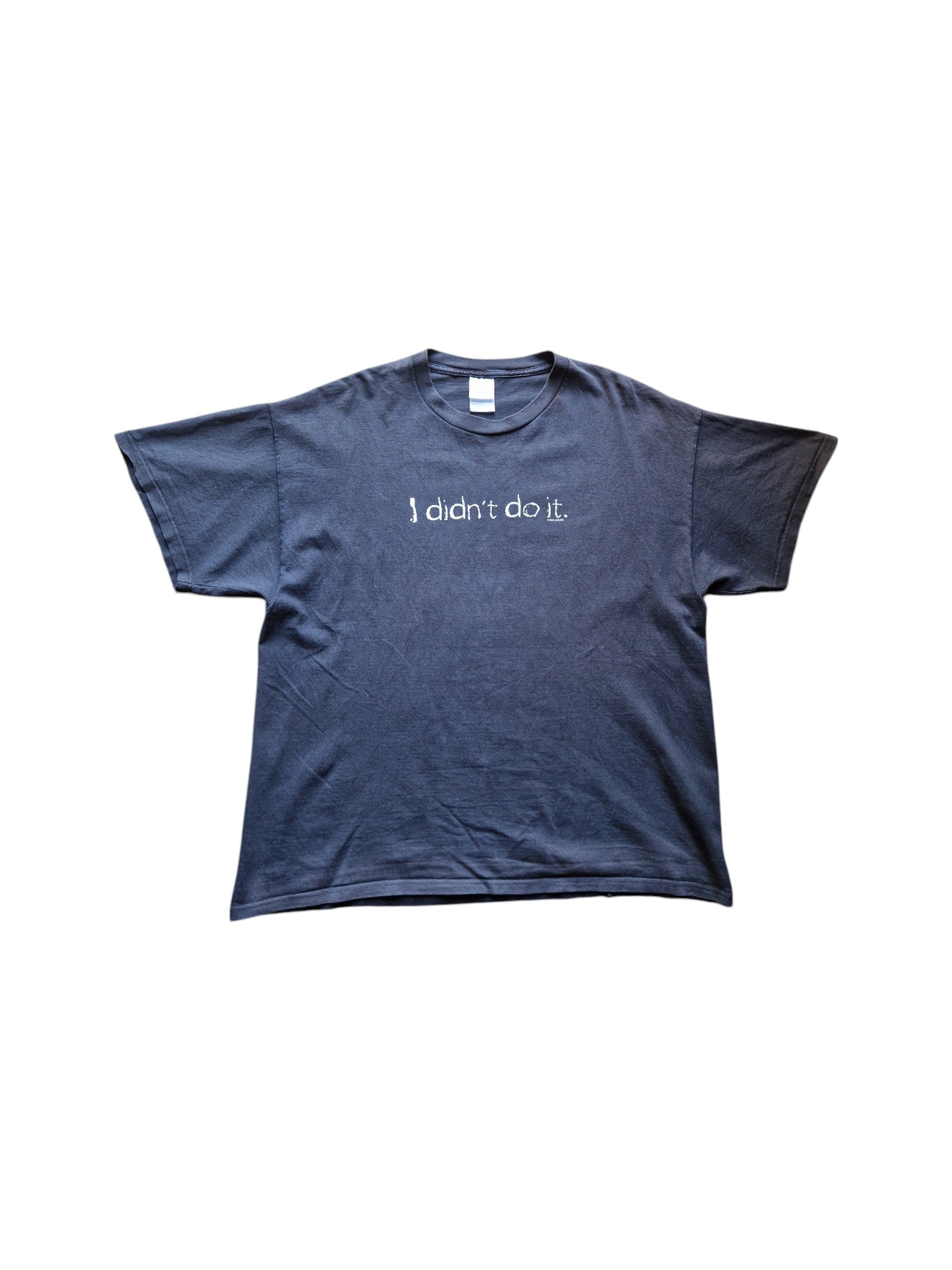 Vintage Delta Shirt Late 90s Perfectly Worn "I didn't do it" Ausgewaschenes Schwarz XL - RareRags