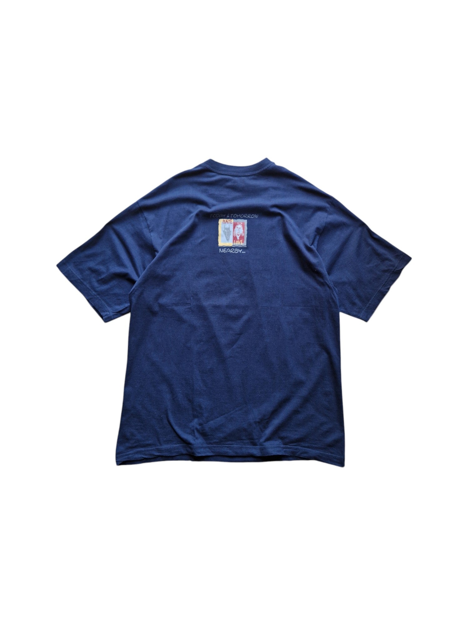 Vintage Engbers Shirt 90s "Hate & Love" Dunkelblau XL - RareRags