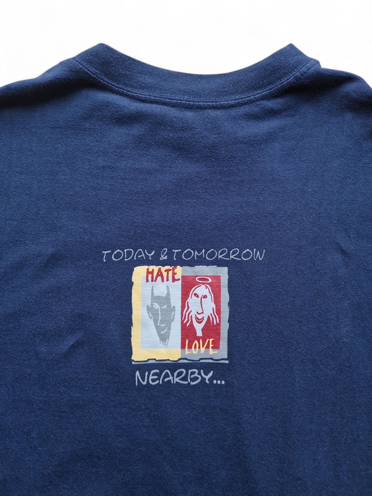 Vintage Engbers Shirt 90s "Hate & Love" Dunkelblau XL - RareRags