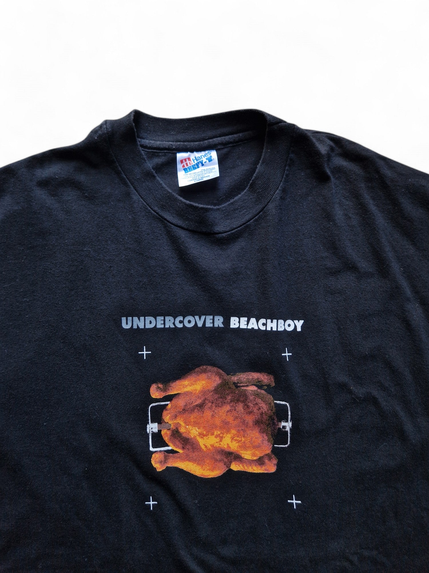 Vintage Hanes Shirt 90s "Undercover Beachboy" Single Stitch Made In USA Schwarz XL - RareRags