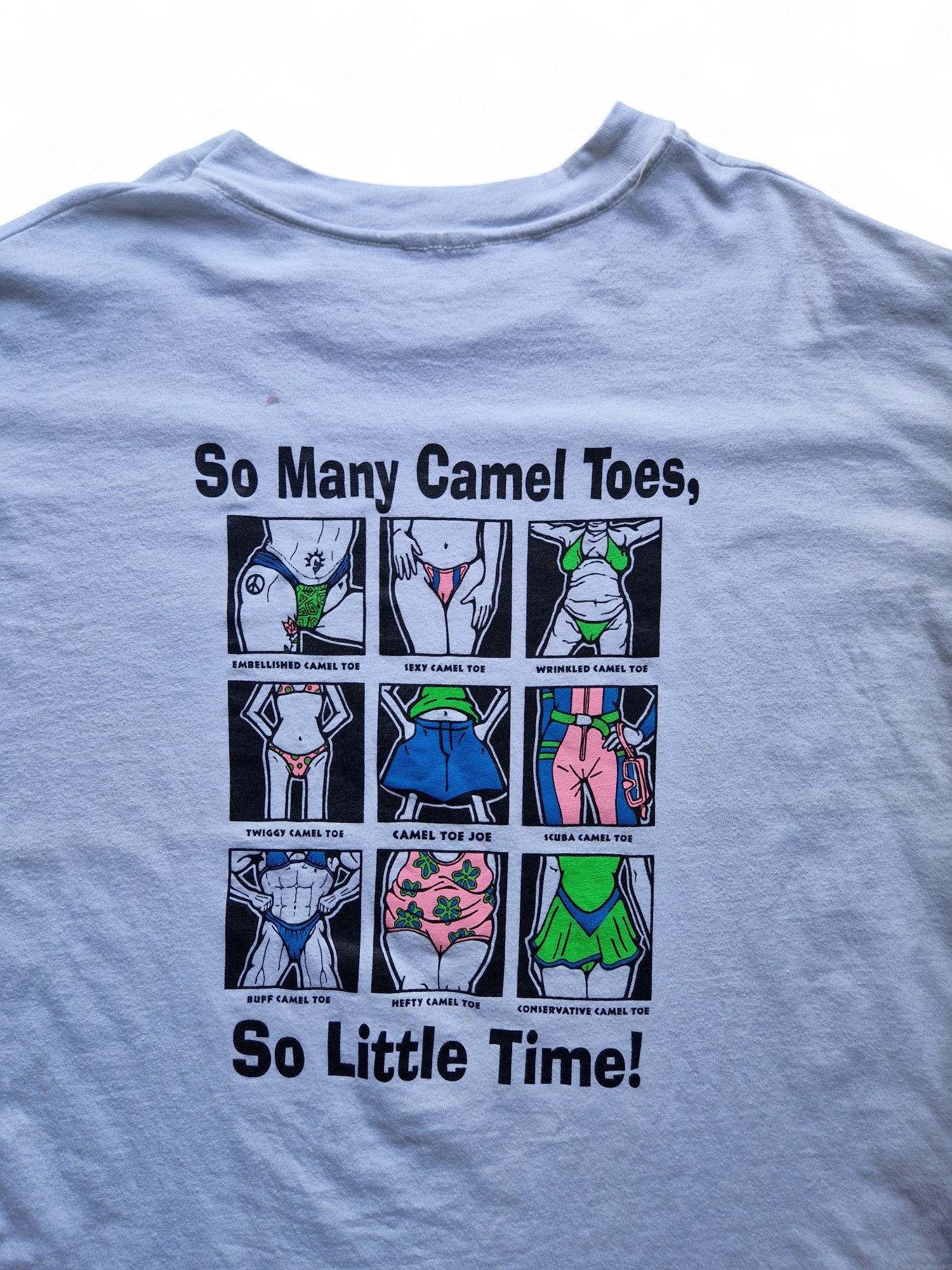 Vintage Camel Toe Joe Shirt 90s "So many camel toes, so little time" Single Stitch Weiß M-L - RareRags
