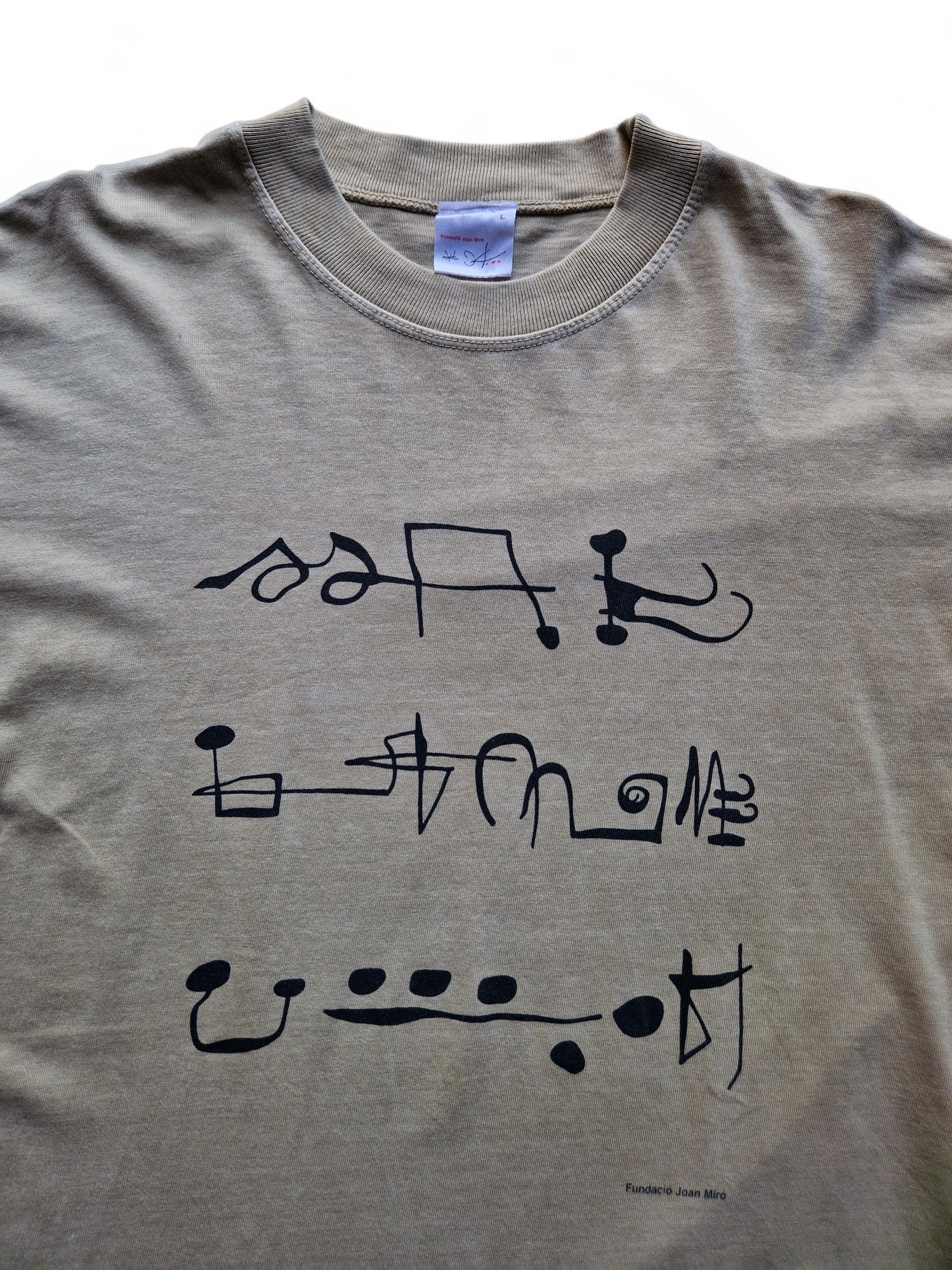 Vintage Fundació Joan Miró Shirt 90s Kalligrafie Art Beige L - RareRags