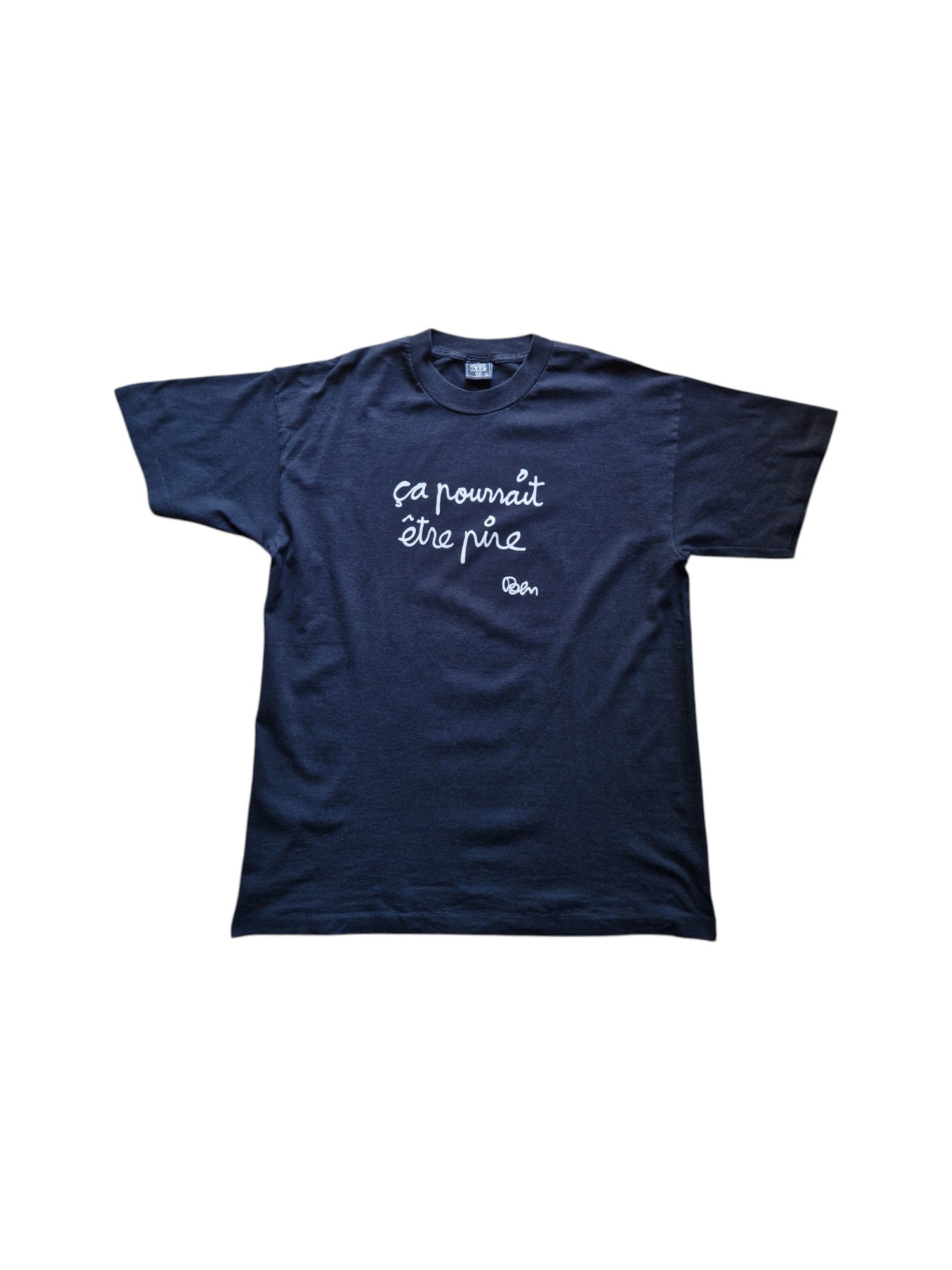 Vintage "Latitude Sud Shirt 90s "ça pourrait être pire" Single Stitch Schwarz L - RareRags