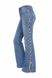 80s Levis Jeans Custom Side Lace Up Orange Tab 230 Blau S-M - RareRags