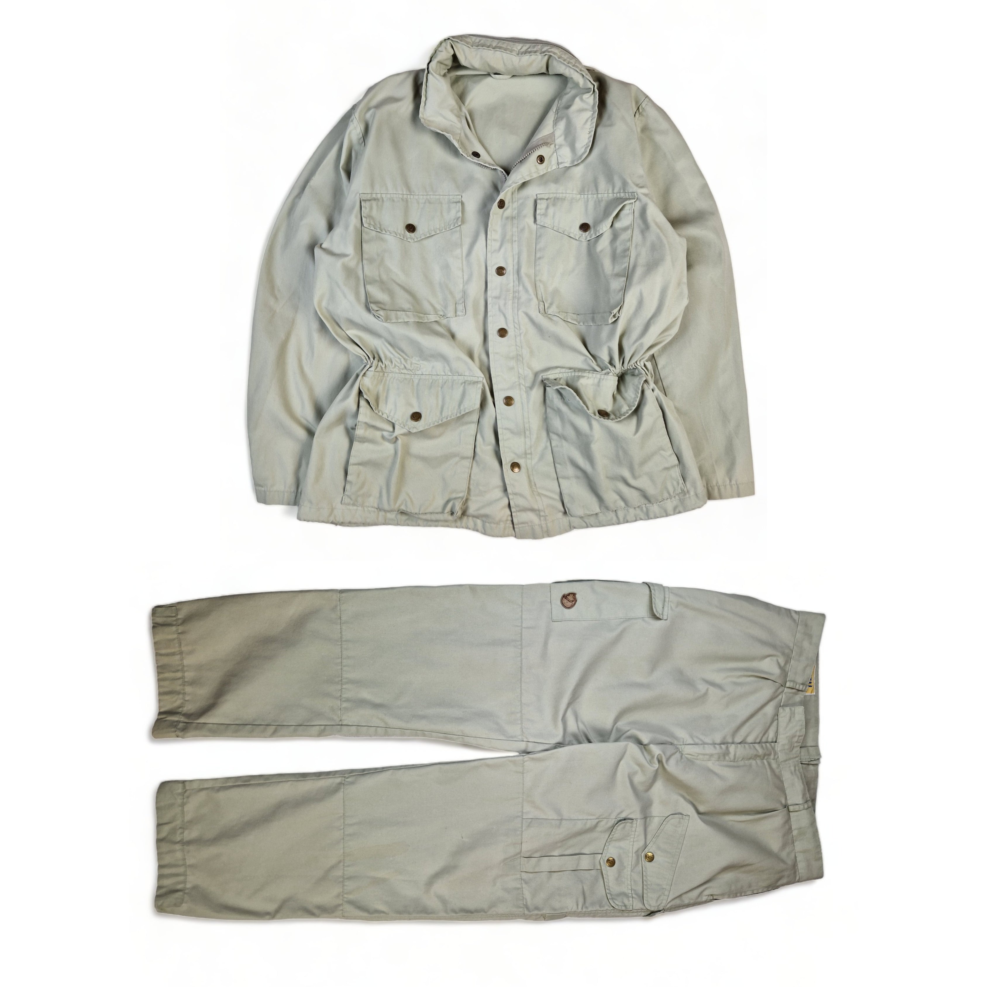 Vintage Fjällräven Zweiteiler Jacke + Hose Safari Multipocket Beige / Sand (52-54) XL-XXL - RareRags