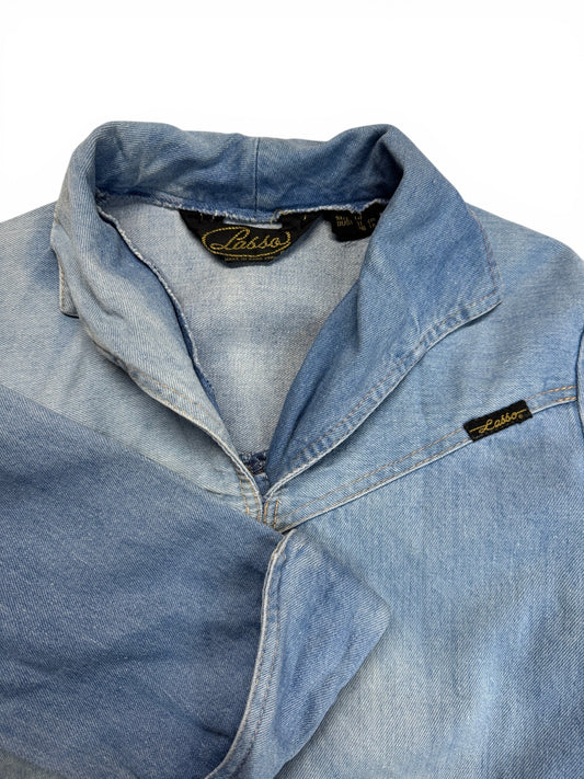 80s Lasso Faded Denim Smock Made In Hong Kong Blau S-M