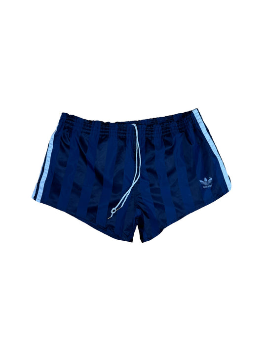 Vintage Adidas Shorts 80s Glanz Sprinter Made In West-Germany Gestreift Dunkelblau (6) L-XL