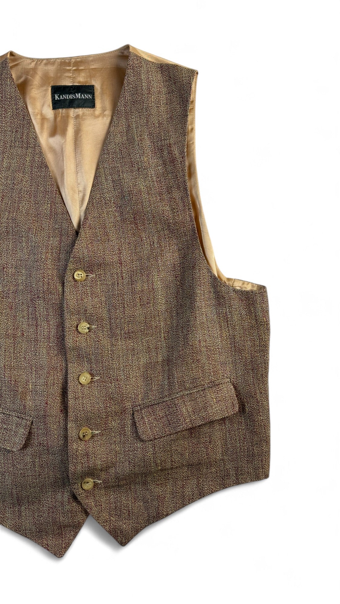Vintage Kadnismann Weste 80s Leinen Braun S-M - RareRags