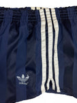 Vintage Adidas Shorts 80s Glanz Sprinter Made In West-Germany Gestreift Dunkelblau (6) L-XL