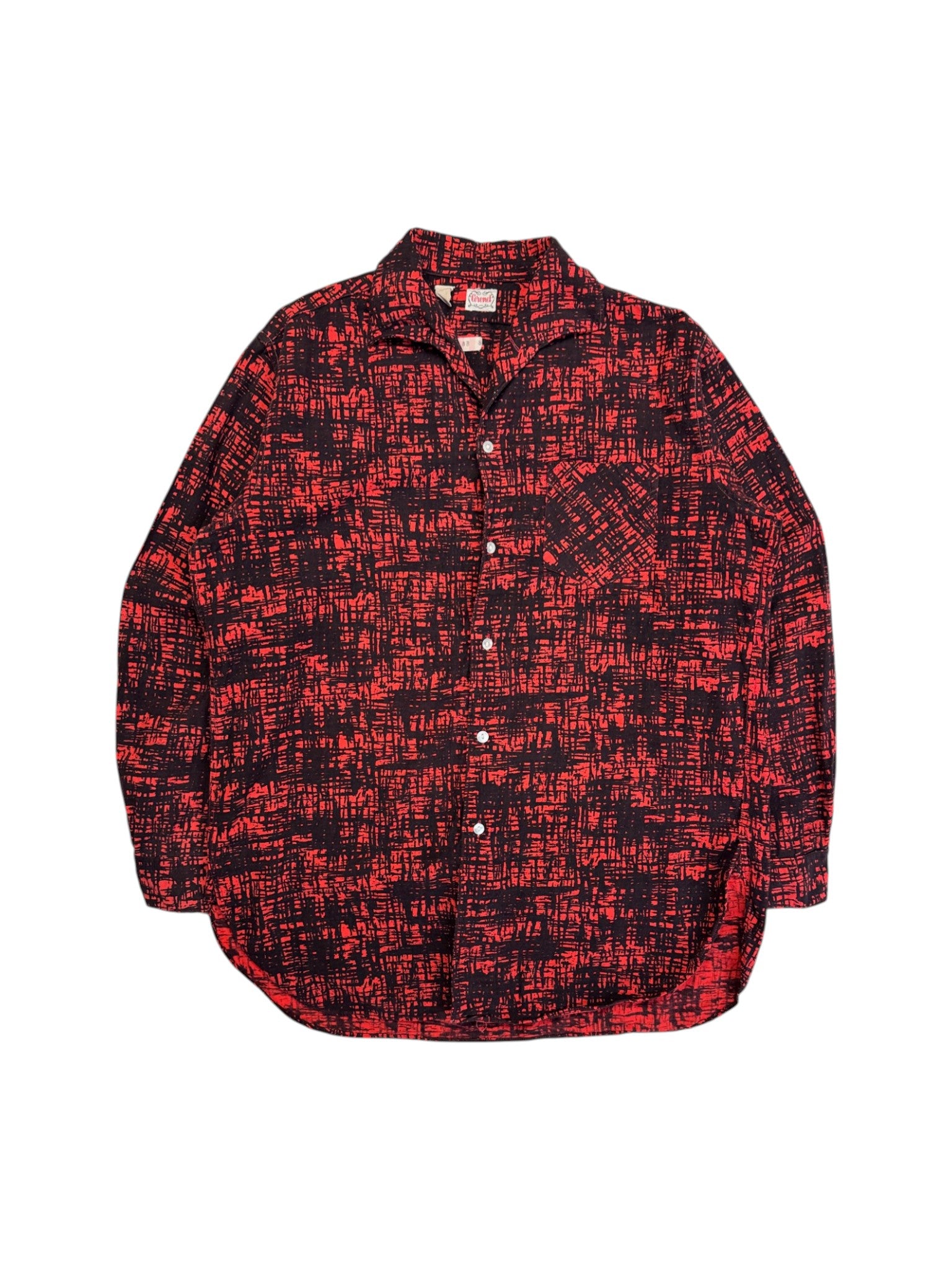 80s Coronet Hemd Abstract Pattern Rot Schwarz M-L